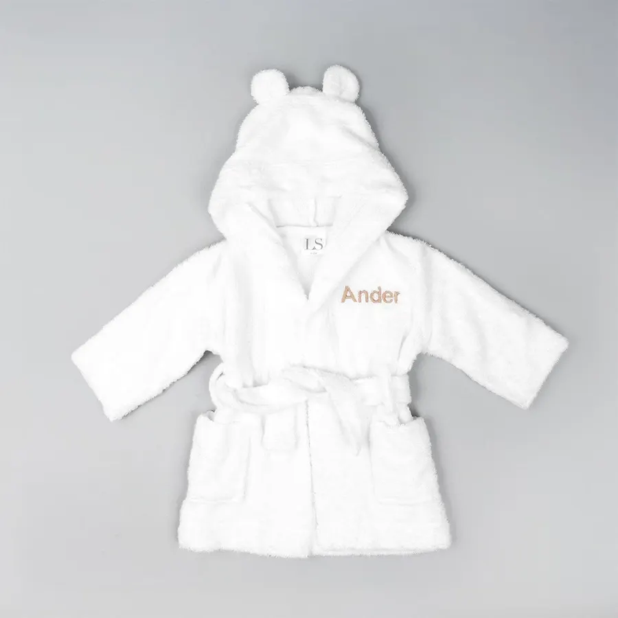 Personalised Bamboo Toweling Robe - White from Lovingly Signed